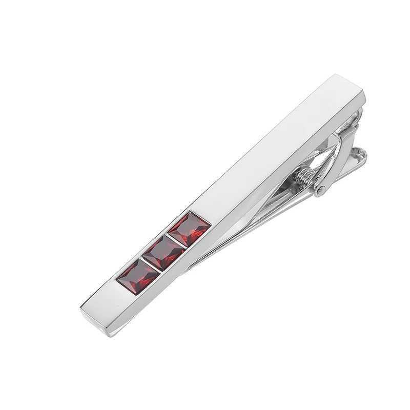 High quality red crystal tie clip with brand new brass material design fashionable mens security pin tie clipX240914