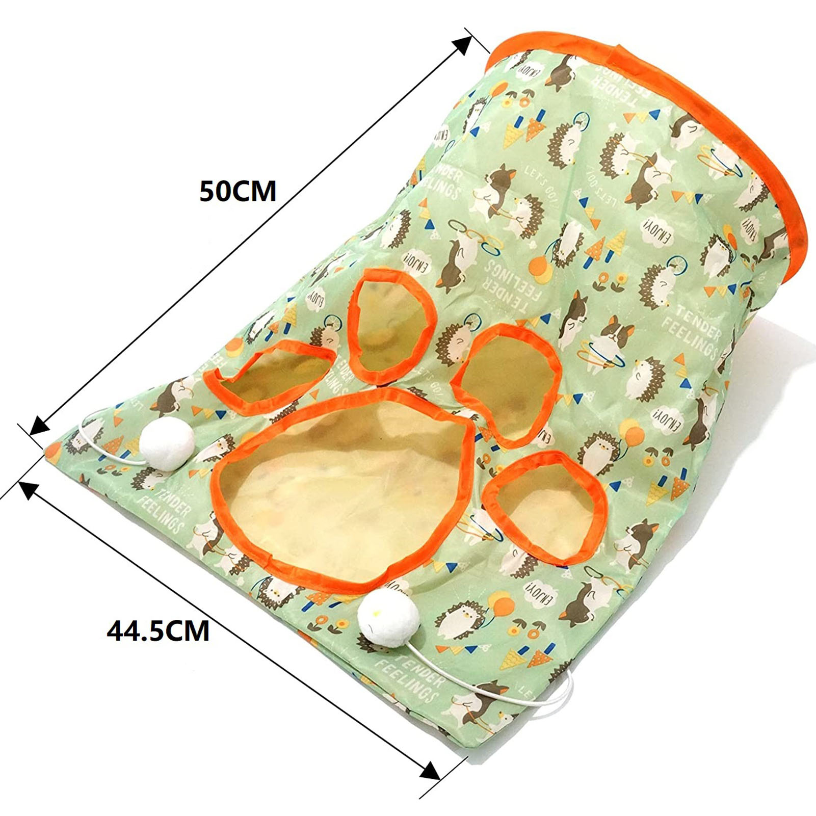 Cat Tunnel Bag Foldable Interactive 5 Holes Crinkle Sounds Tunnel Pet Drill Bucket With Plush Balls For Cats Kittens
