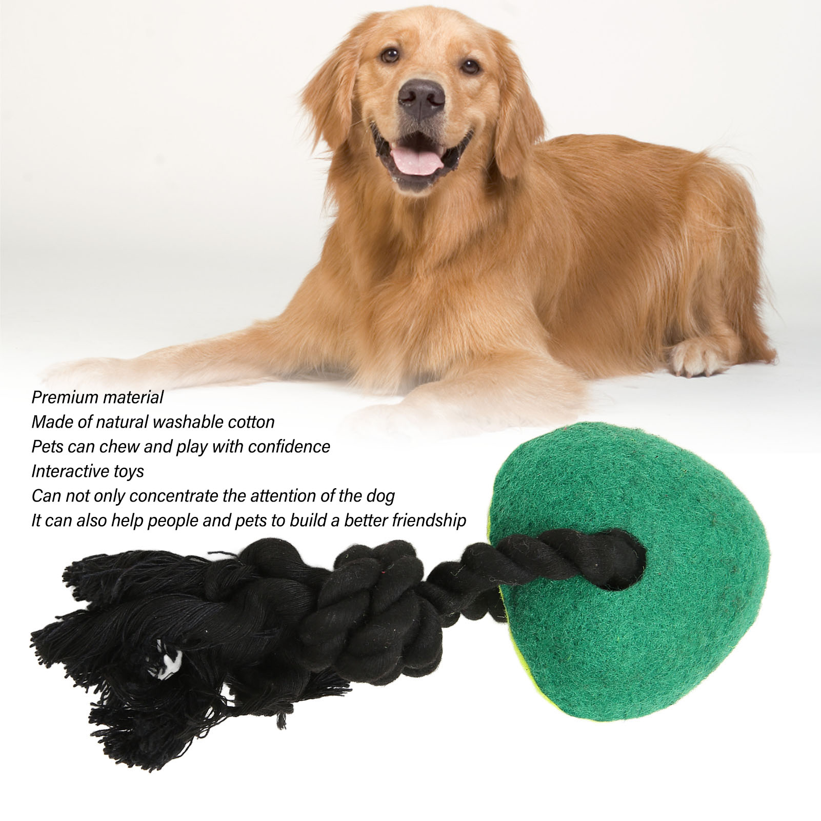 Dog Rope Chew Toys Heart Shaped Felt Interactive Fun Teeth Cleaning Squeaky Pet Teething Chew Toy