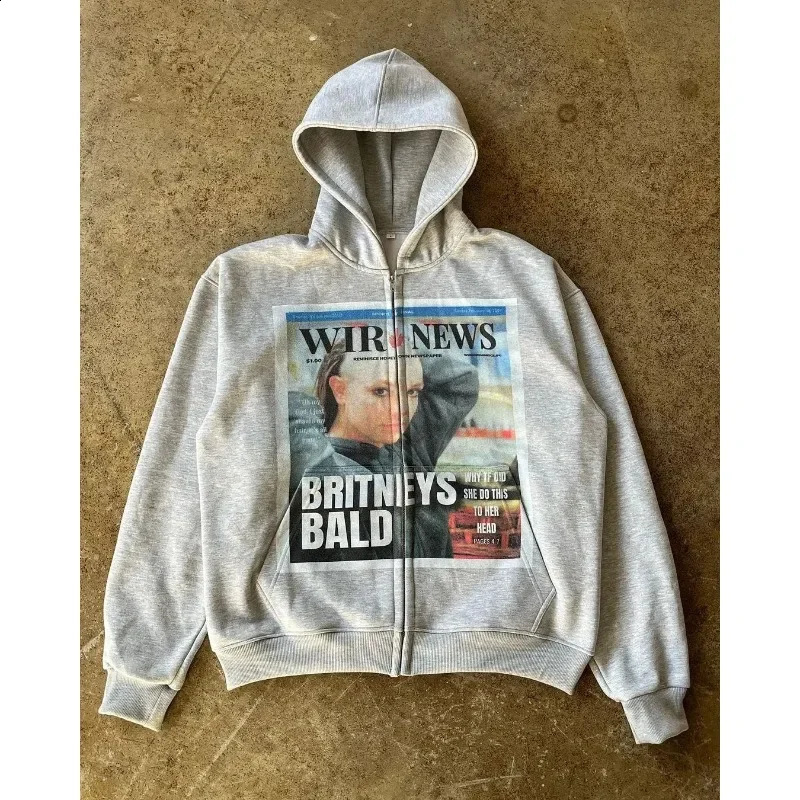 2024 American Hoodie Printed Hoodie Womens Gothic Y2K Tops Harajuku Rock Oversized Sweatshirt Streetwear Gothic Zip Hoodie 240913