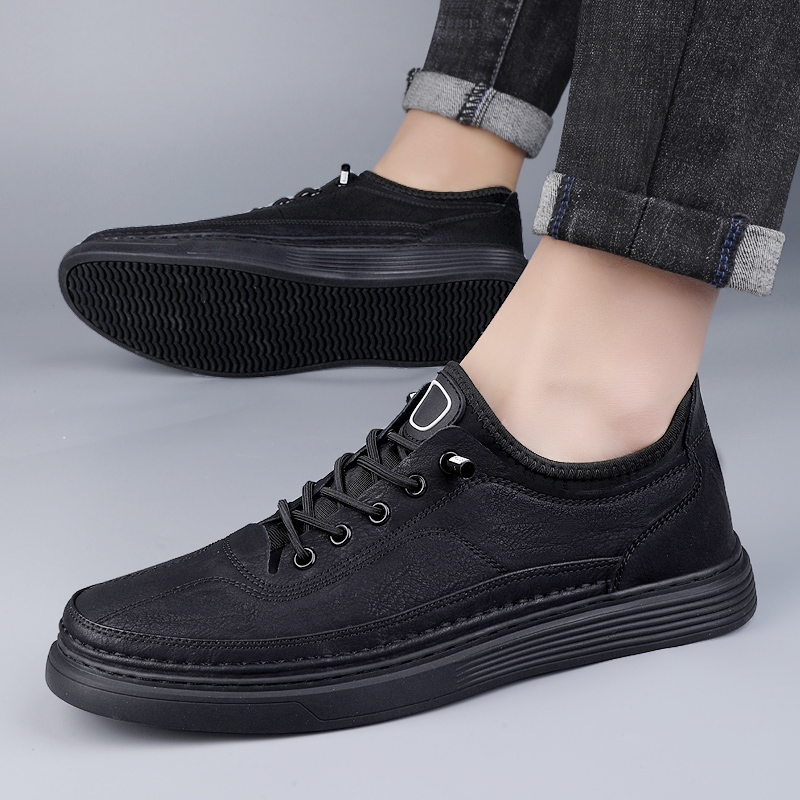 Genuine Leather Sneakers for Men: Casual, Comfortable 2024 Lace-Up Skate Shoes 4 Comtable