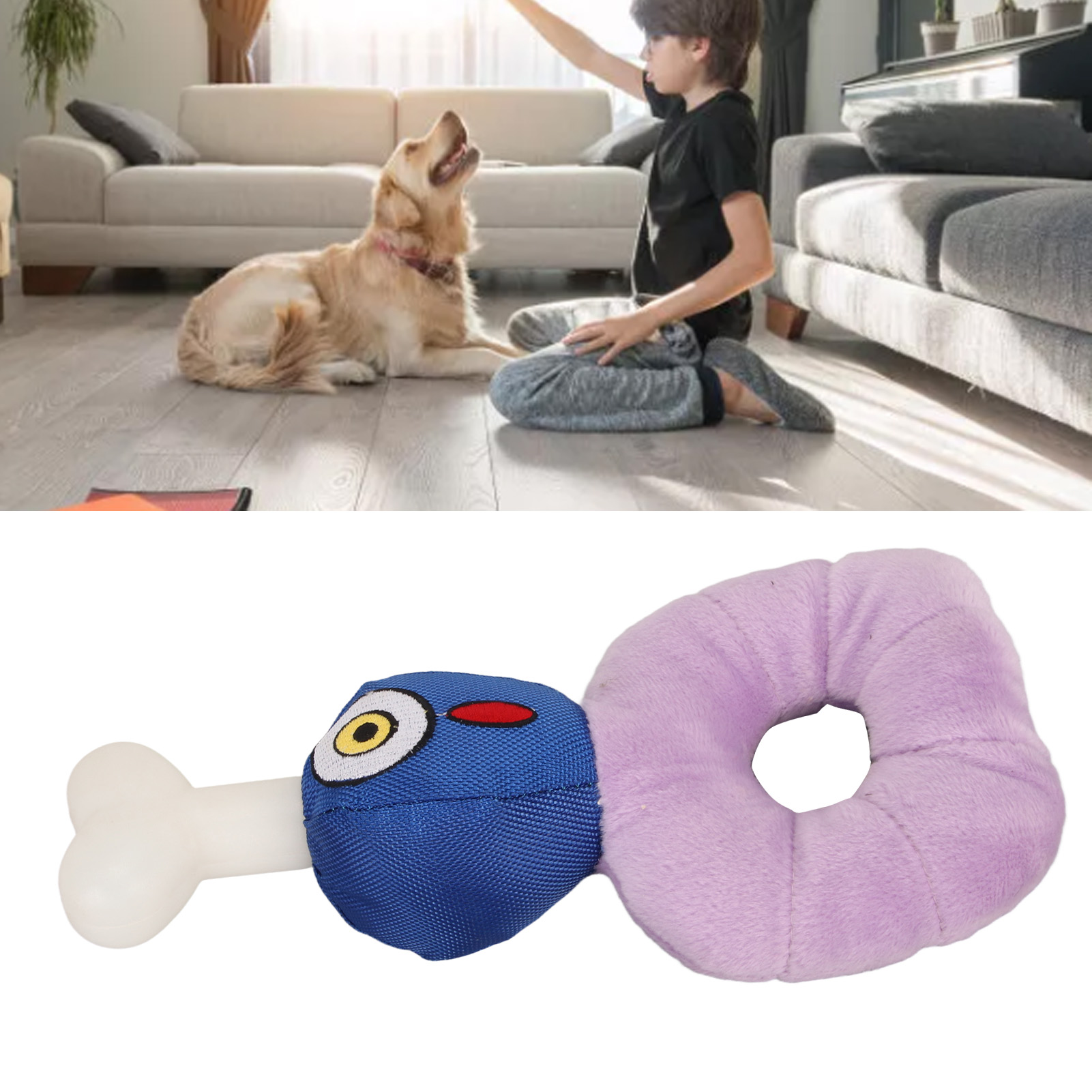 Dog Squeaky Plush Toy Teeth Cleaning Interactive Soft Skin Friendly Stuffed Pet Chewing Toy For Puppy