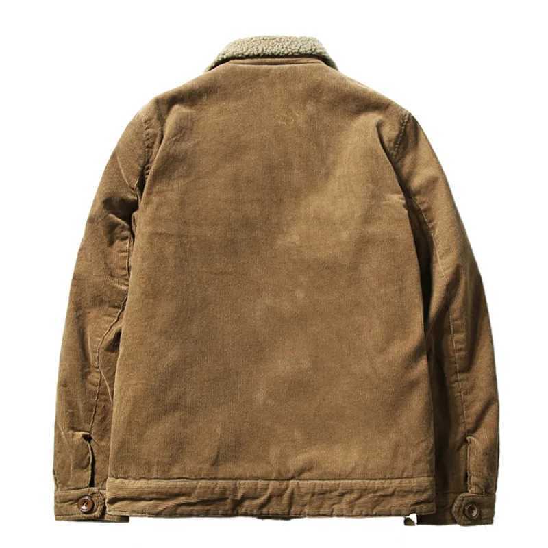 High quality 2024 mens winter velvet jacket Corduroy tool casual Parka Korean fashion solid color cotton jacket W240914