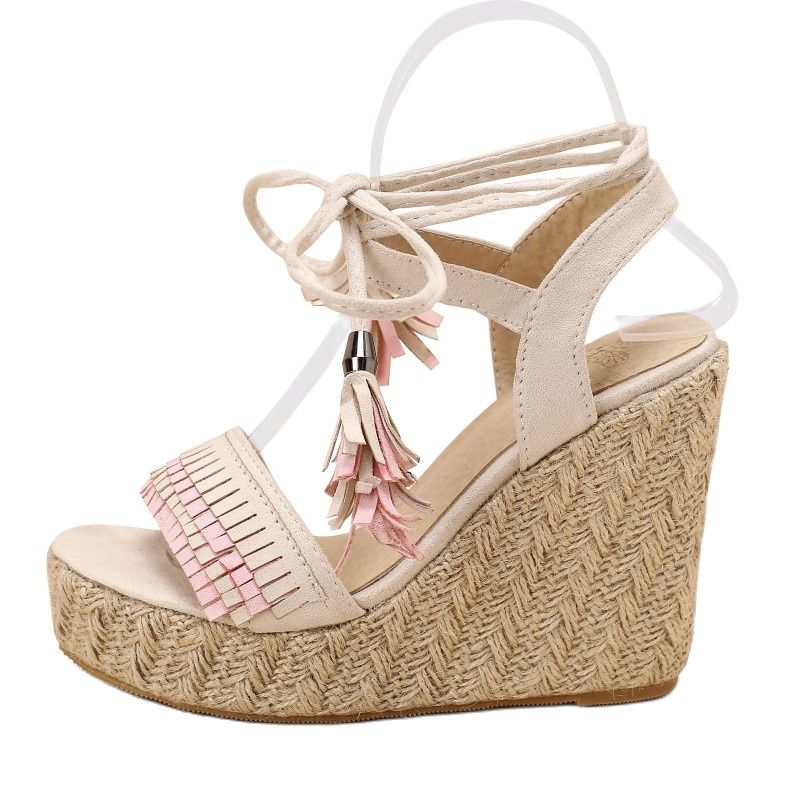 2025 new Straps Ankle Women's Sandals Platform Wedge Summer Shoes For Women High Heels Gladiator Flip ps Ladies Party Shoe Large Size 6a57