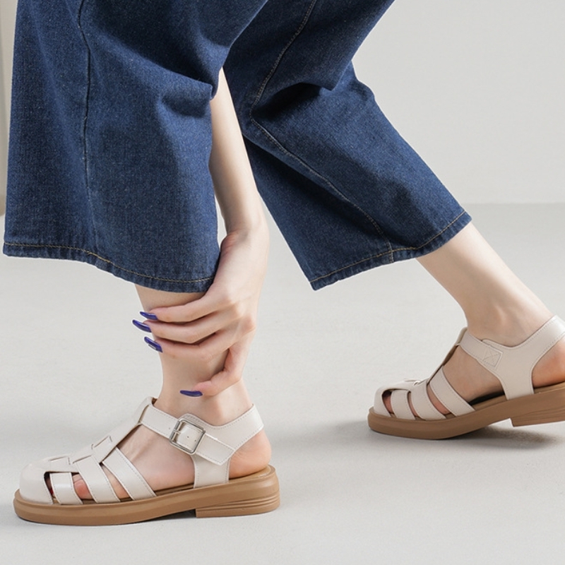 Women Summer Sandals Brand Leather Flat Flip ps Gladiator Sandal Casual Straps Black Beach Shoes Girls Large Size db51 Stra