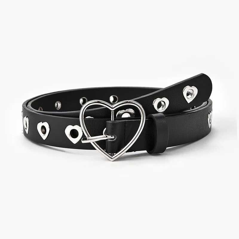 Love Button Decoration for WOMENS Jeans Waistband Fashionable Heart-shaped Eyelet Hollow BeltX240914