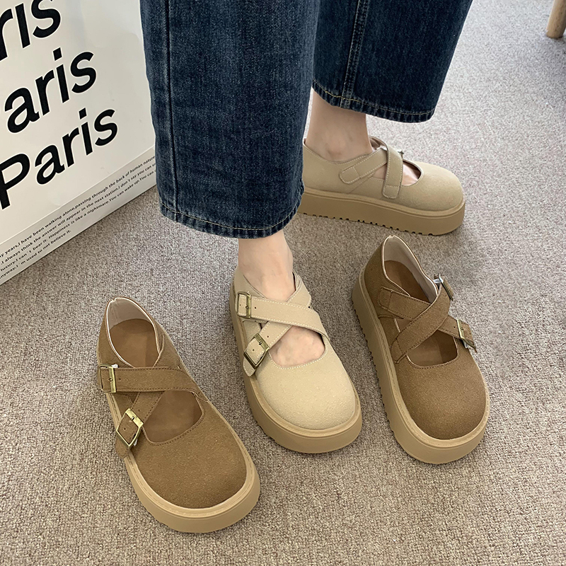 Outdoor Womens Cross-Tied Pantofle Platform 2024 Mary Janes New Autumn Shallow Female Shoes House Slippers Pl 4a13