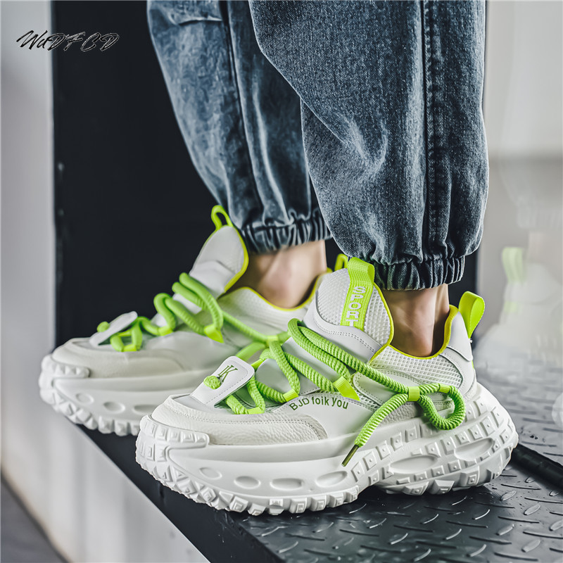 Men Sneakers New Chunky Designer Tire Bottom Sport Fashion Casual Leather Mesh Breathable Height Increased Flat Platform Shoes 5394 8e32