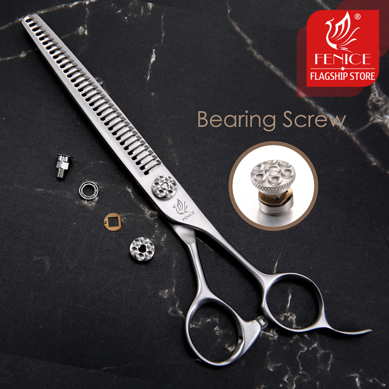 Fenice JP VG10 Steel 7 inch Pet Dogs Gromming Scissors Fine Trim Bearing Screw Thinning Shears Pet Cutting Tools