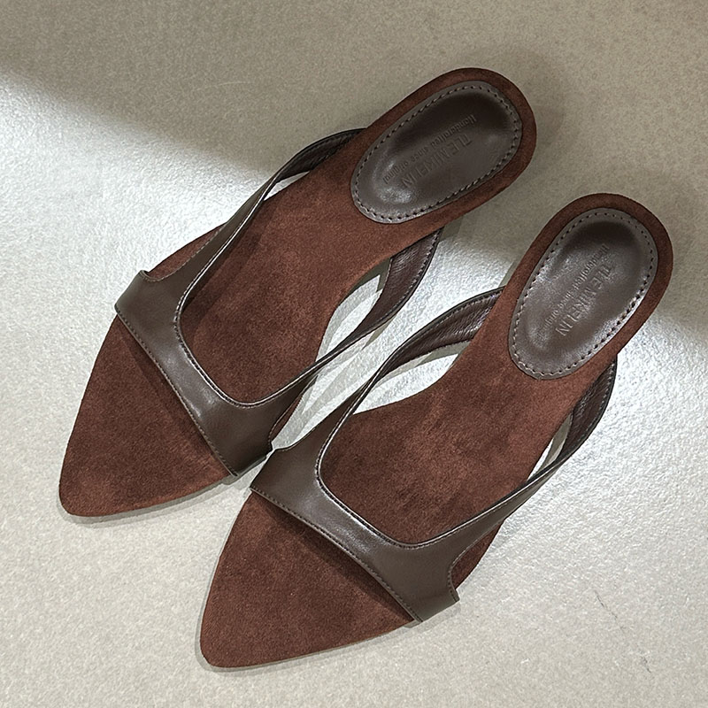 Footwear New Designer Fashion Pointed Toe Ladies Female Sandals Women Slides Slippers With Low Heel Shoes bbfb f29