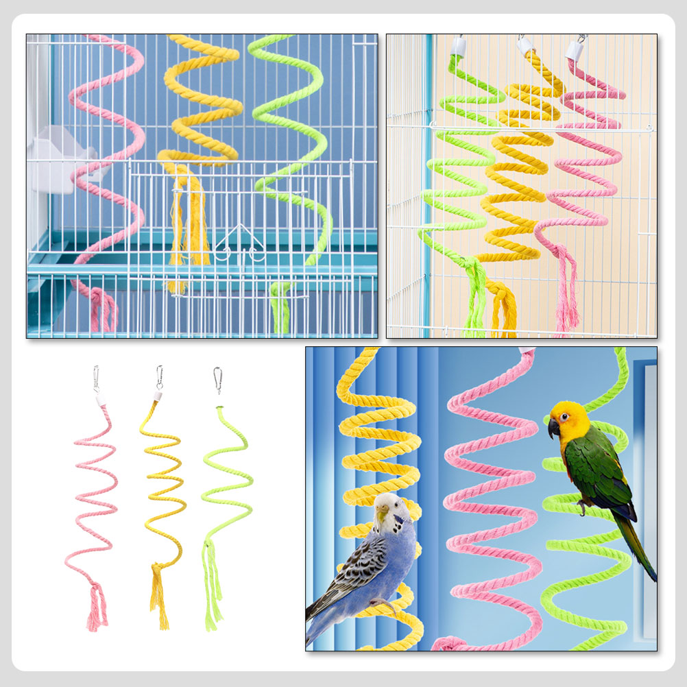 Parrot Swing Ladder Parakeet Cage Toys Bird Swings for Parakeets Conures Climbing Rope Birdcage Hanging Cages