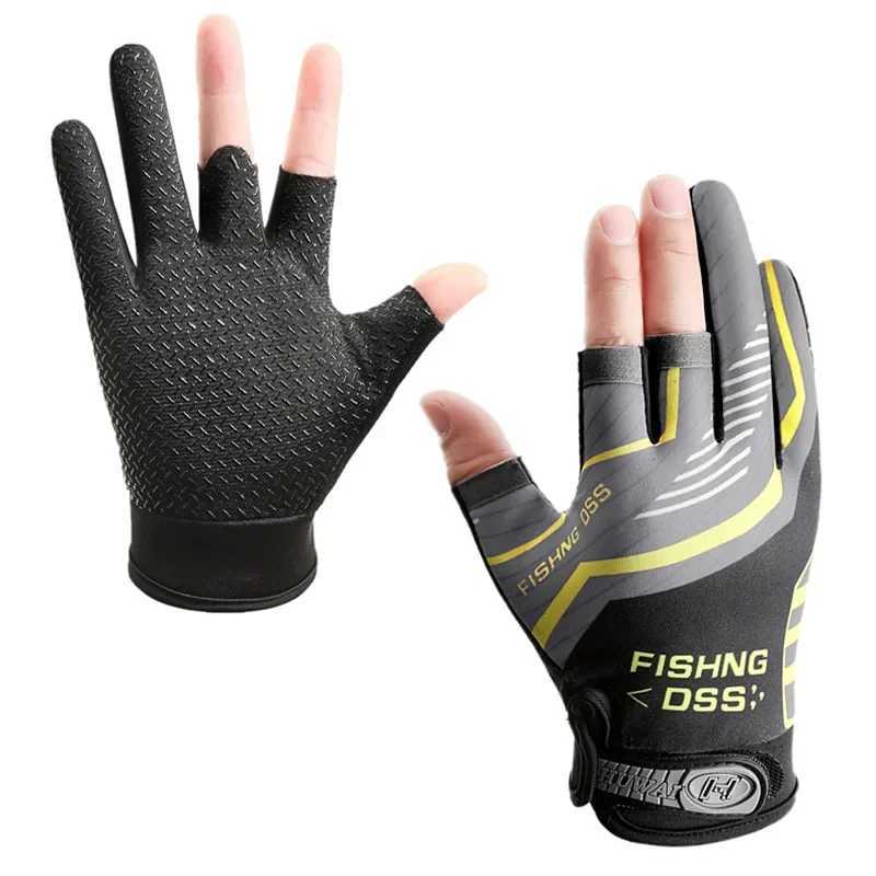 Fishing Cycling Gloves Men Summer Three Finger Cut Gloves for Fishing Sun Protection Male Anti-Slip Drive Breathable Thin Gloves Y240914