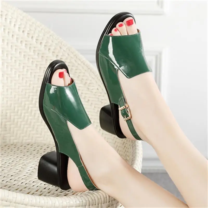 Women Sandals High Heel Summer New Patent Leather Ladies Sandals Large Size 35- 42 Platform Women Shoes women sandals