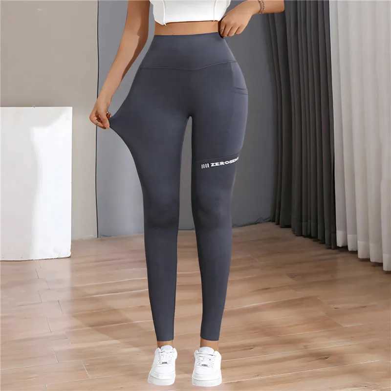 Autumn Winter Warm Leggings Women Thermal Sports Tightsthicken Fleece Gym Workout Pants Yoga Trousers with Pocket Fitness WearX240914