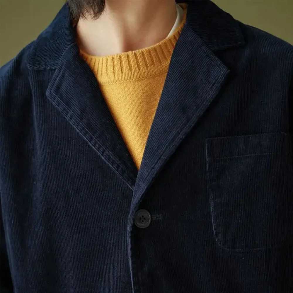 Mens Jacket Corduroy Blazer Japanese Retro Set Jacket Pocket Relaxing Fit Cardigan Button Daily Fashionable Casual Coat W240914