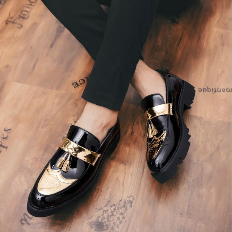 New Male Brogue italian tassel business Wedding shoes Men Black leather formal dress flats designer Moccasins shoes 56t