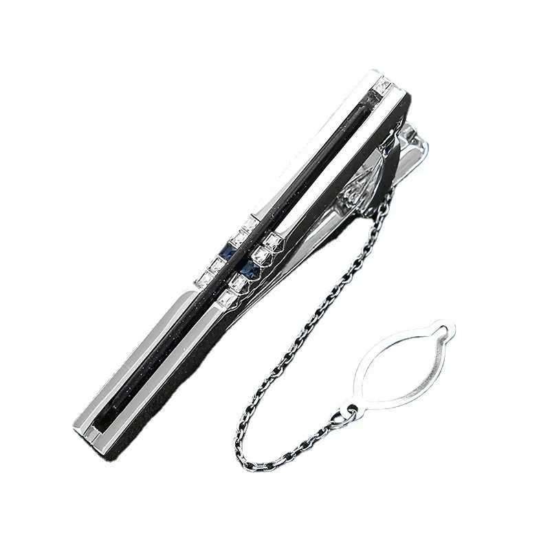 New Chain Tie Clip Fashion Mens Women Formal Wear Business Banquet Cocktail Party Luxury Crystal Tie-clips Wedding AccessoriesX240914