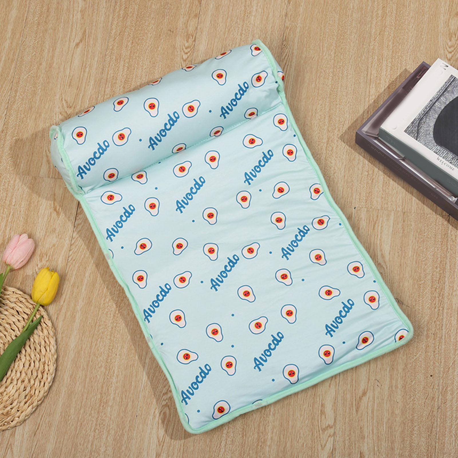 Pet Cooling Mat With Pillow Washable Ice Silk Summer Pet Self Cooling Pad For Cats And Small Medium Dogs
