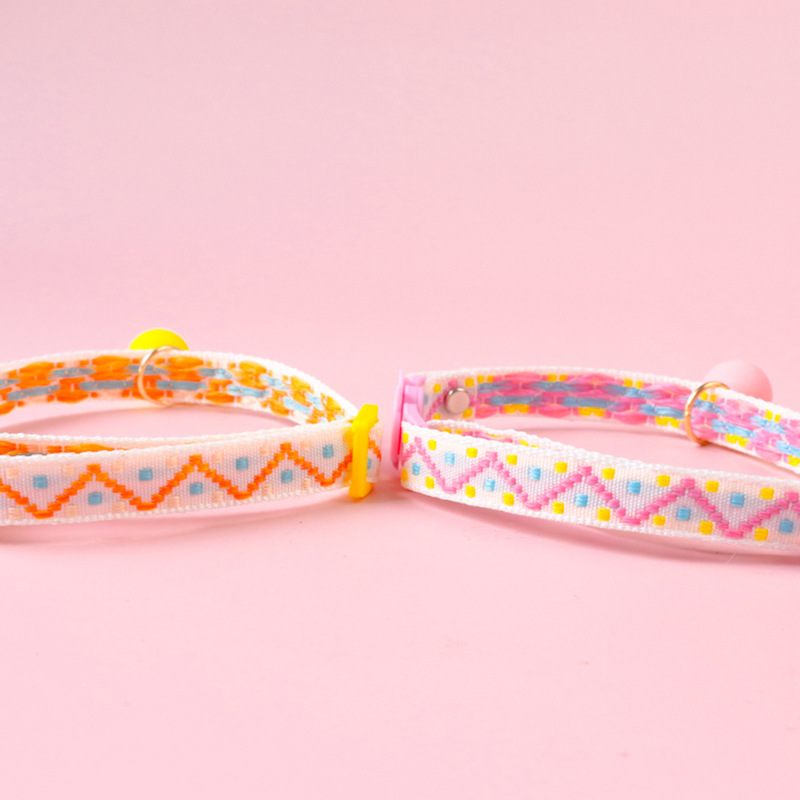 Cat Collar Adjustable Puppy Collar with Colorful Balls & Bells Cartoon Sound To Prevent Lost Cat Collar Necklace Pet Accessories