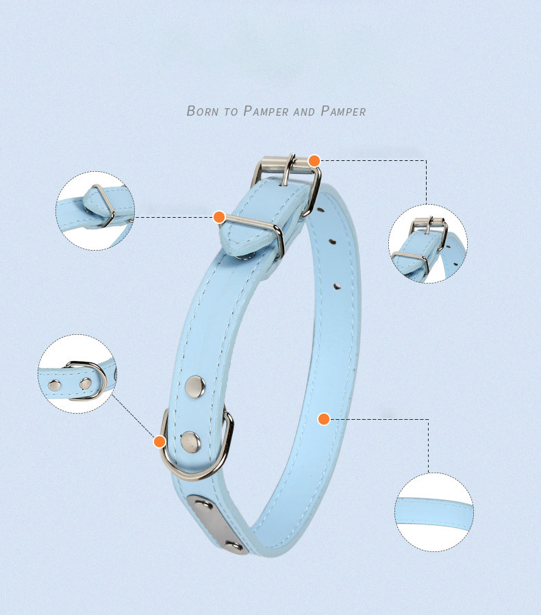 Personalized Custom Pet Collars Free Engraved Labels Leather Dog Collars Adjustable for Large, Medium & Small Dogs Accessories