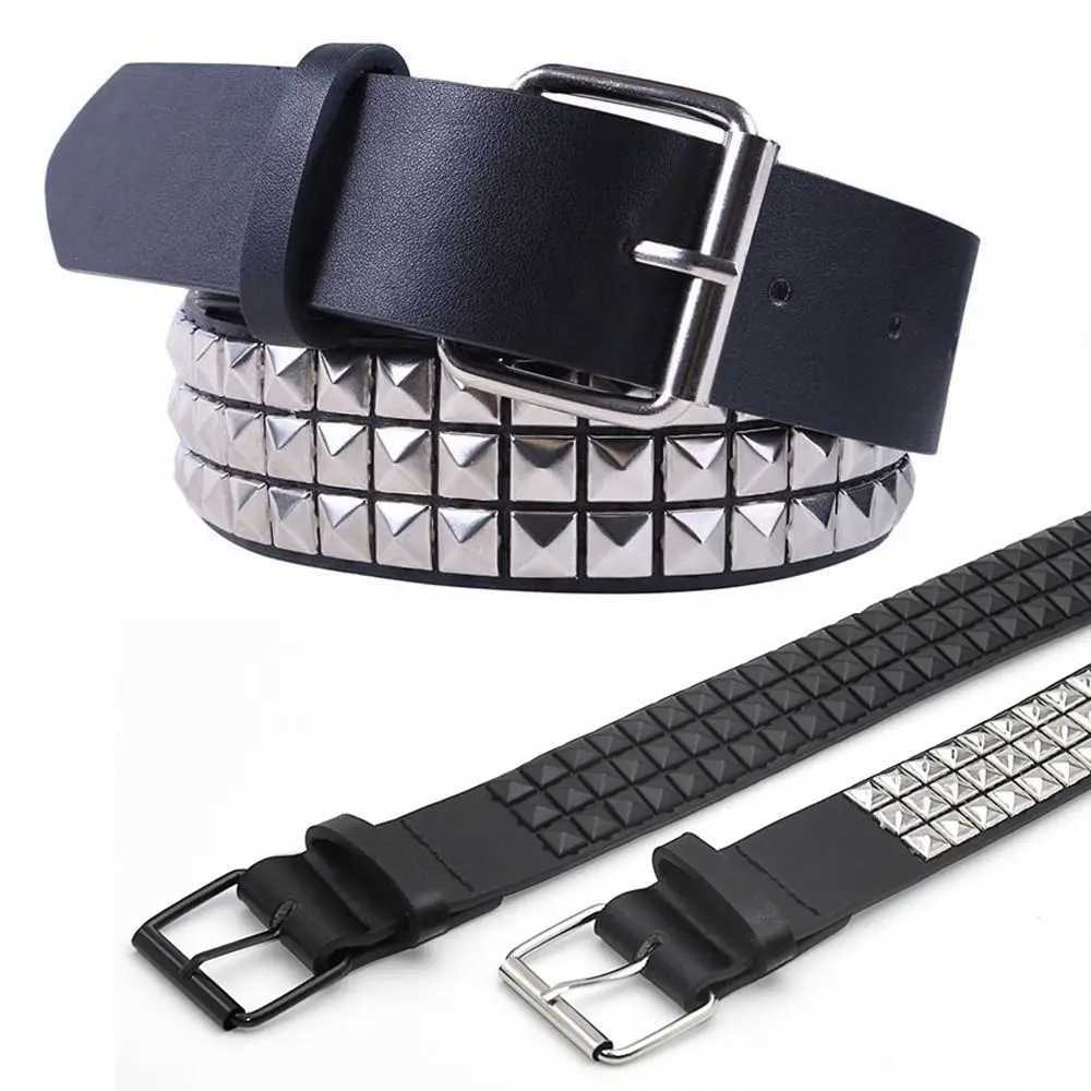 1PC Fashion Rivet Belt Men Womens Studded Belt Punk Rock With Pin Buckle Waistband Luxury Design Trouser Dress BeltsX240914