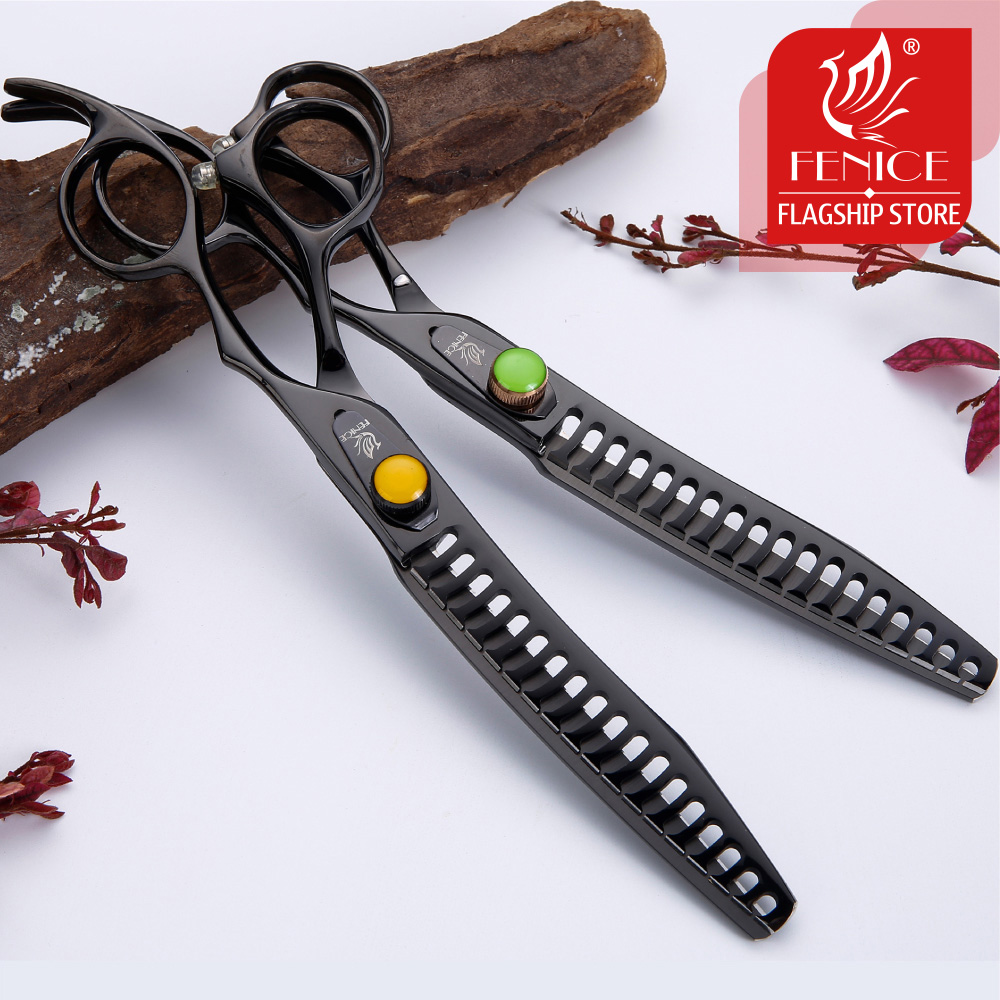 Fenice 7.0 inch Professional Dog Grooming Shears Chunker Scissors Thinning Scissors for Dog Body Cutting JP 440C High Quality