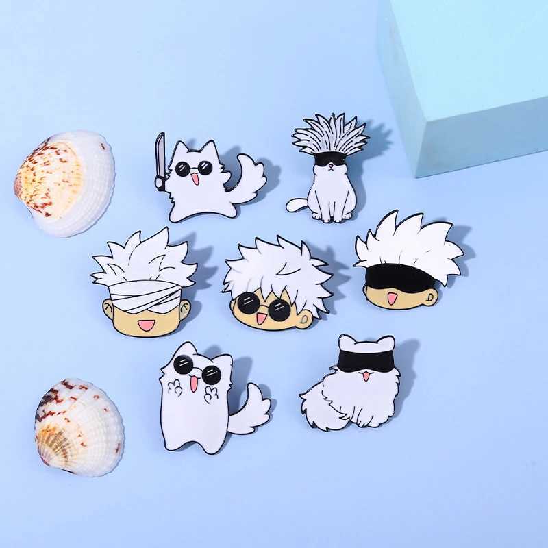 Enamel Pin Kawaii Anime Role Eye Mask Cute Manga Brooches Badge Jujutsu Kaisen Anime Accessories For Backpack Gojo Satoru CatsX240914