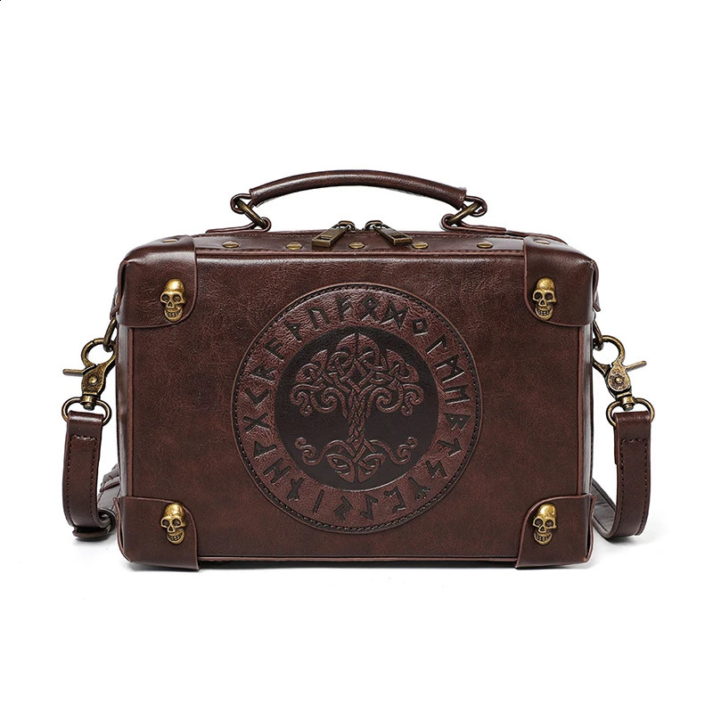 Retro Cross Body Bag for Women Steampunk Official Document Foreskin Leather Shoulder Messenger Square Side Phone Mens Style 240913