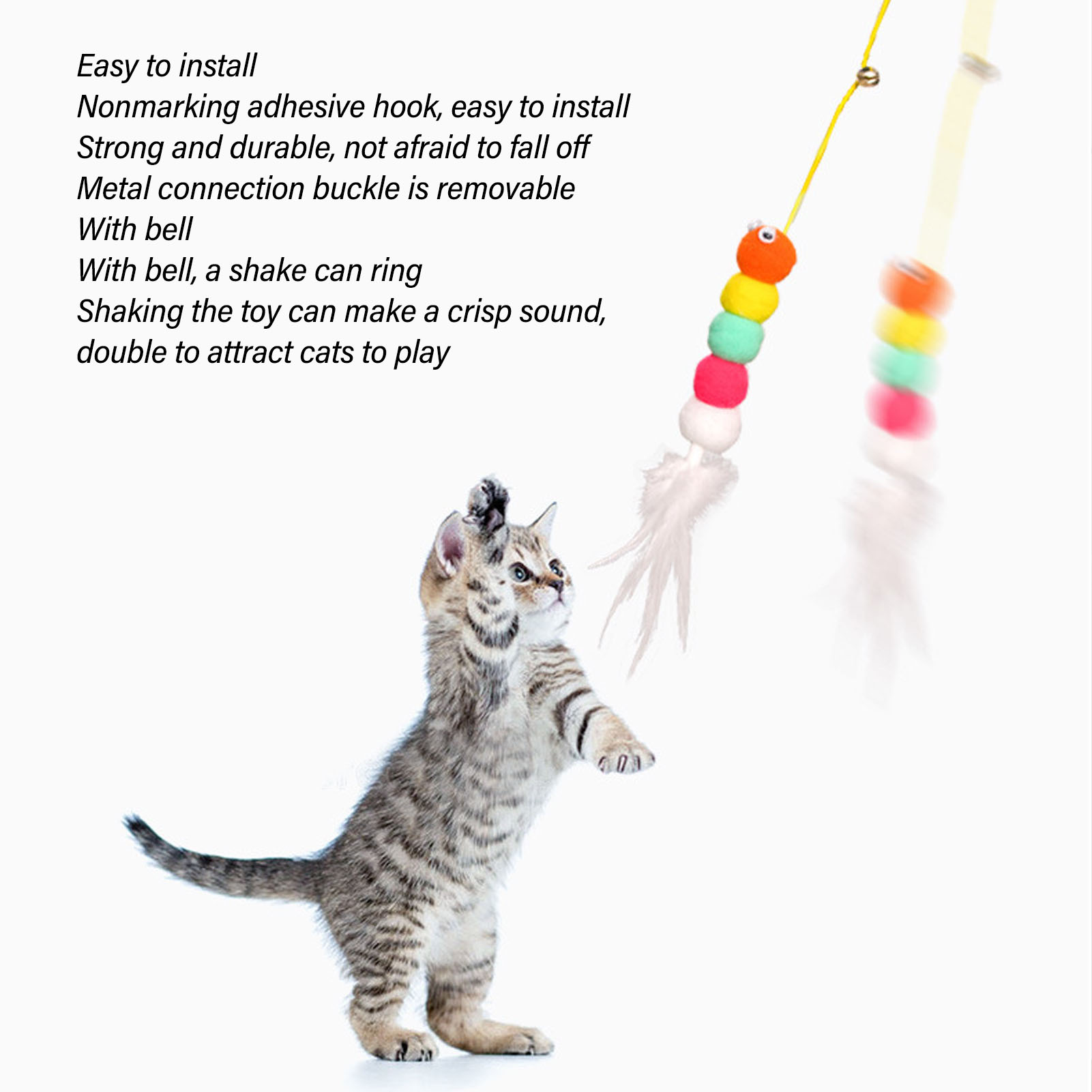 Hanging Door Cat Toy Adjustable Interactive Retractable Kitten Toy Funny Cat Teasing Toy