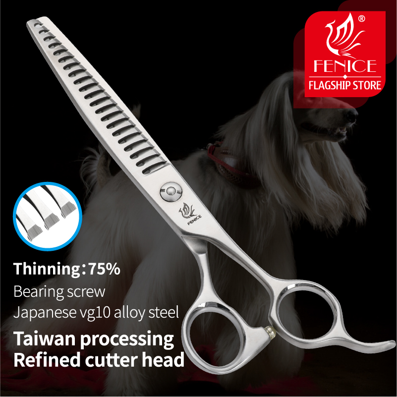 Fenice 7.0 inch Pet Grooming Dog Thinning Scissors VG10 Stainless Steel Shears Thinning Rate 75%
