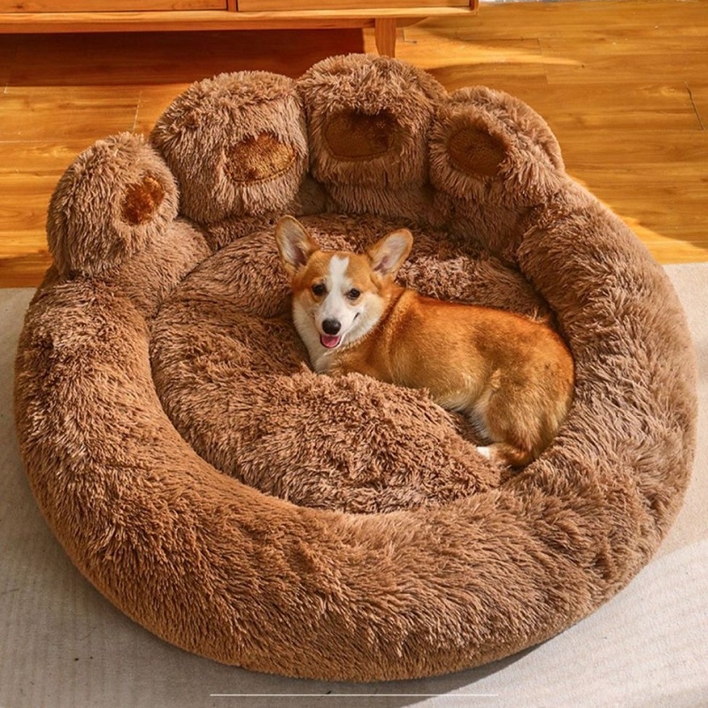 Dog Bed Plush Kennel Accessories Pet Products Large Dogs Beds Bedding Sofa Basket Washable Plush Medium Basket Cats Supplies
