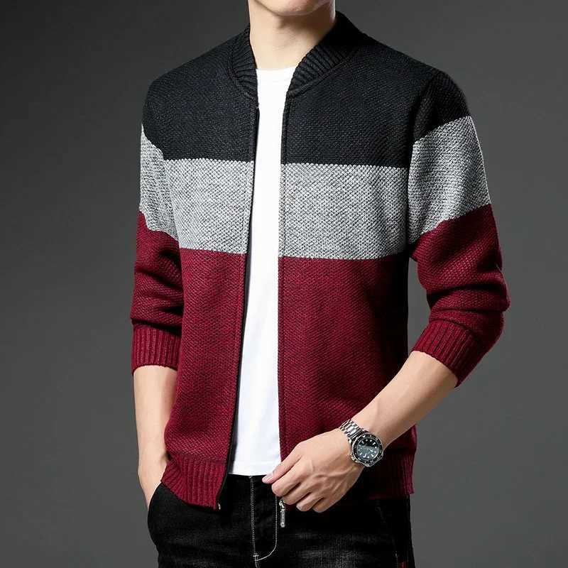 Mens Fleece Thick Cardigan Autumn Winter Knitted Sweaters Male Cardigans Slim Fit Luxury Brand Cold Sweater Coat JacketXJ240907