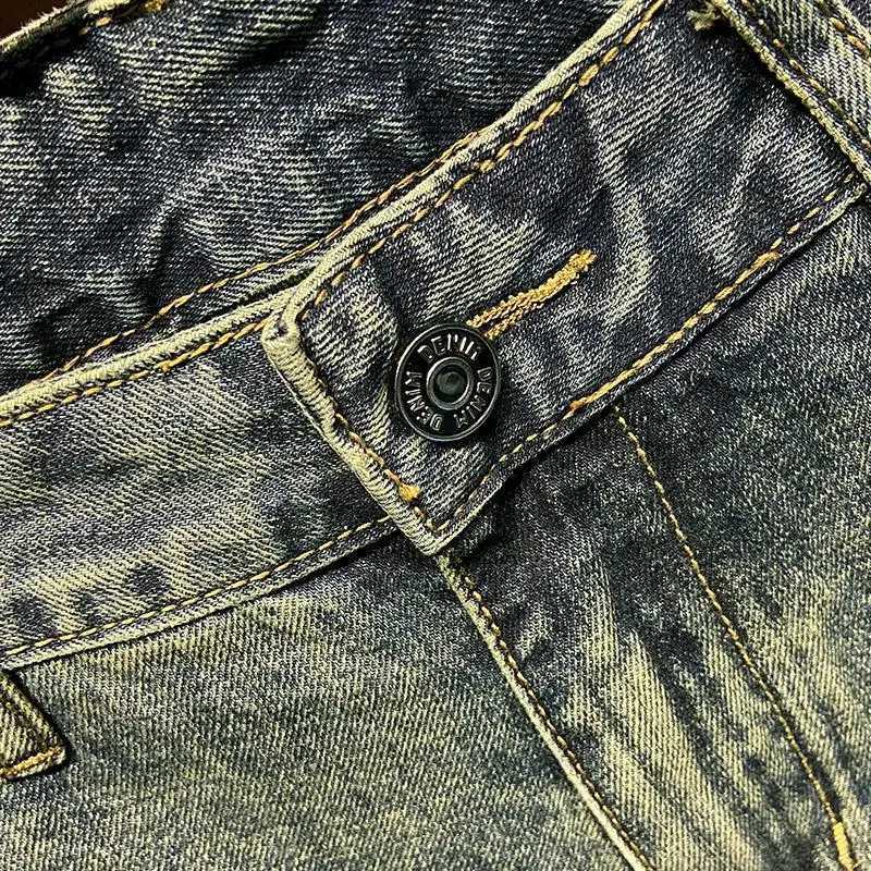 Vintage Washed Denim Shorts for Men Casual Summer Knee Length Jeans with Ripped Holes Korean Luxury Clothing Cowboy Short PantsX240914