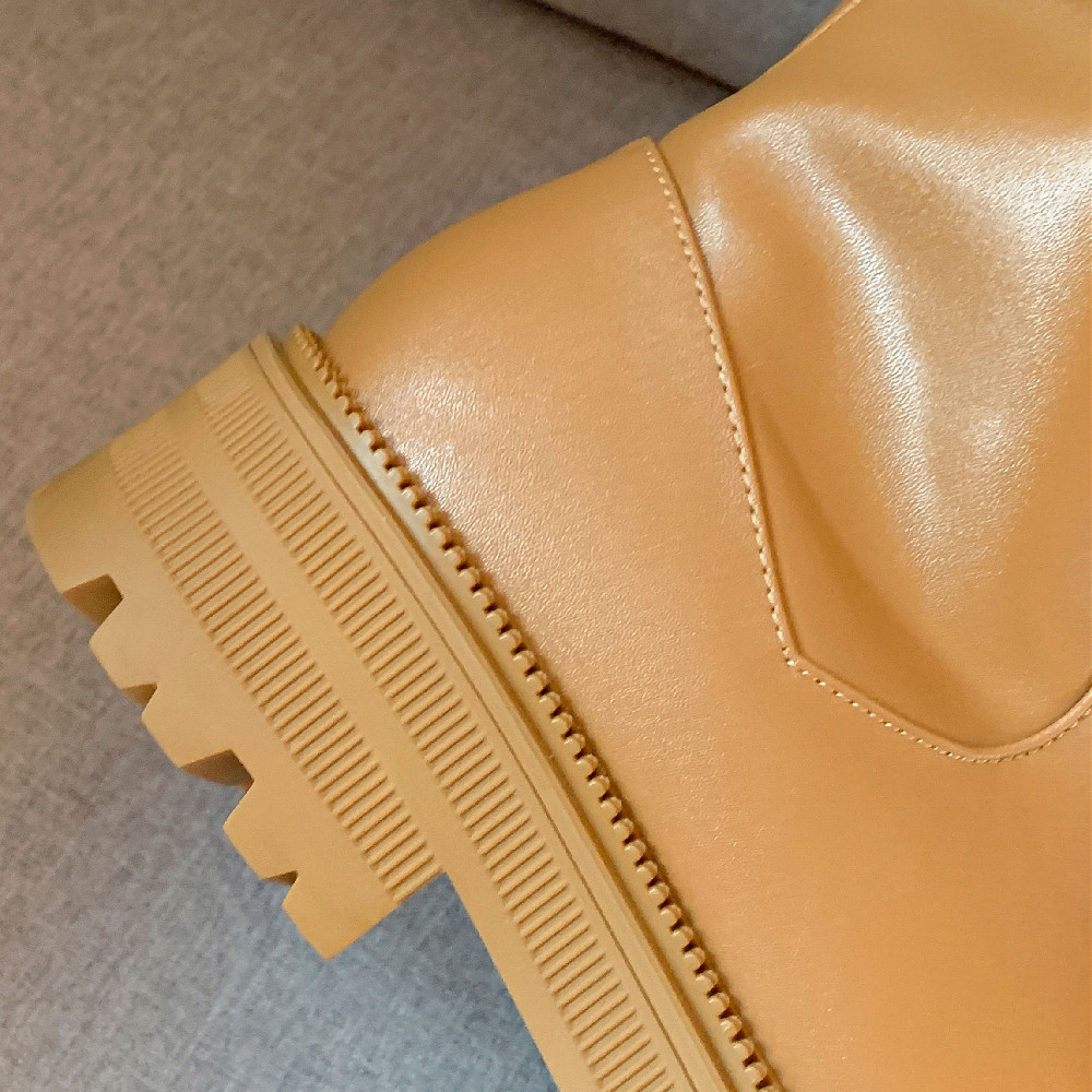 genuine Women's leather thick sole platform flats winter knee high warm plush belt punk long snow boots shoes for women 81a1