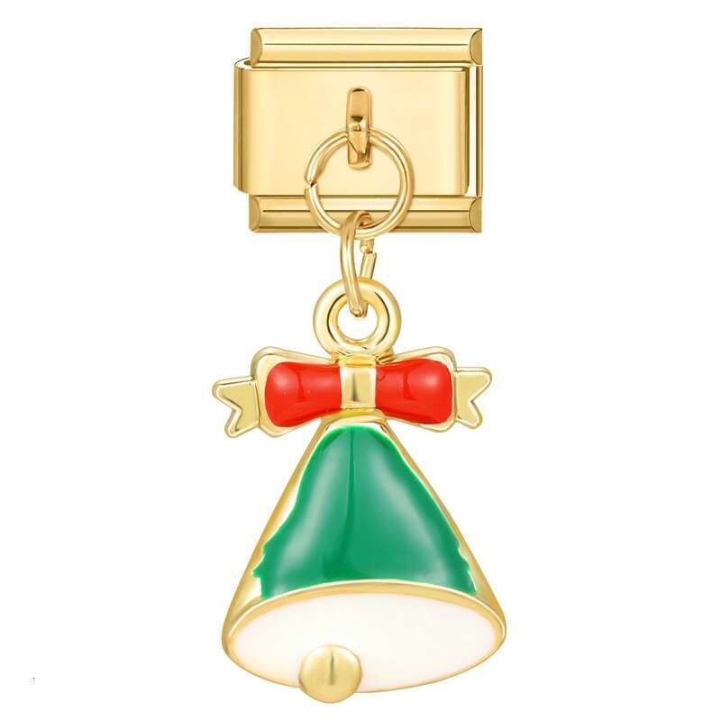 New Christmas Tree Snowman Deer Santa Claus Pendant Italian Charms Links Bangle Beads Fit 9mm Stainless Steel Bracelet Making DIY For Women Gift Fashi