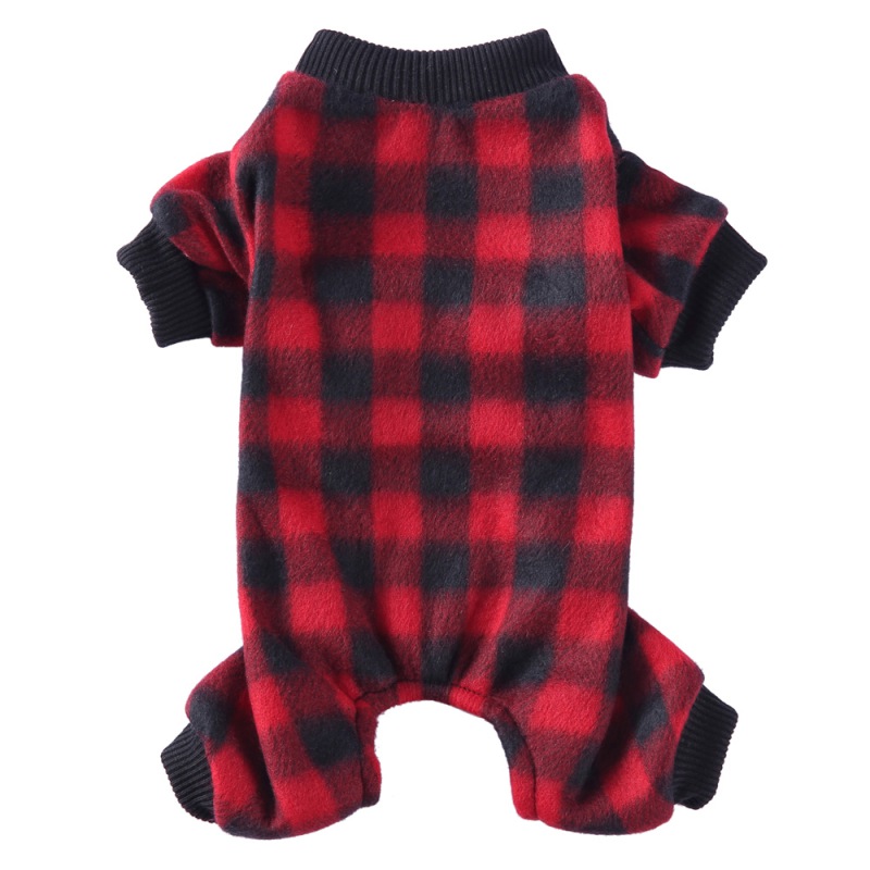 Pet Christmas Pajamas Red Black Buffalo Plaid Jumpsuit Dog Cat Soft Winter Clothes Puppy Doggie Checkered Sweater Apparel XL