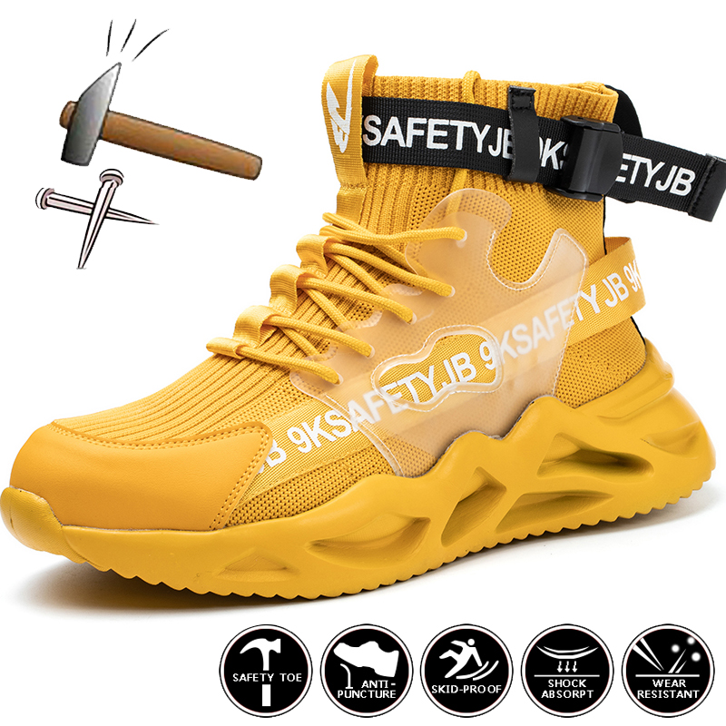 Men Fashion Steel Toe Shoes Puncture Proof Sneaker Man Industrial Work Safety Boots Breathable Protective Boot 53f8