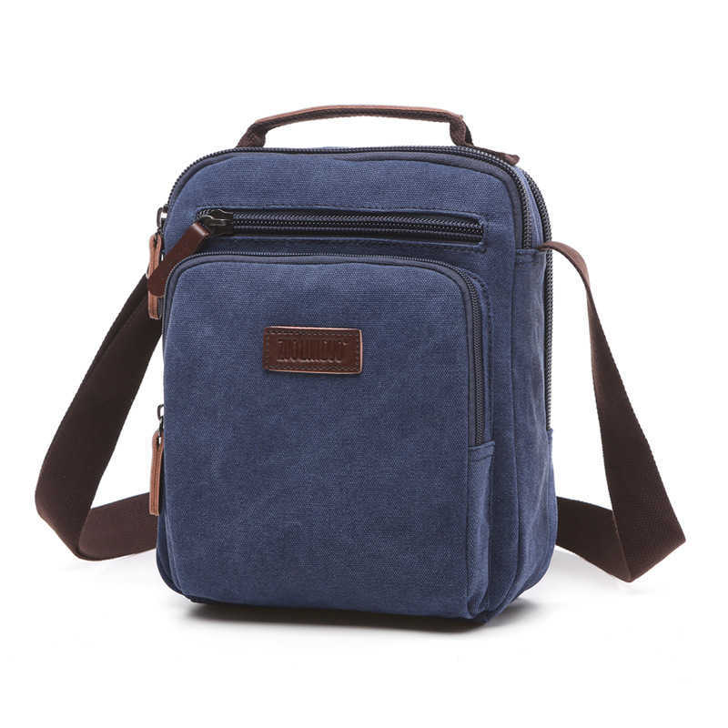 Men's bag, single shoulder crossbody bag, solid color zipper handbag, fashionable casual canvas bag 240915