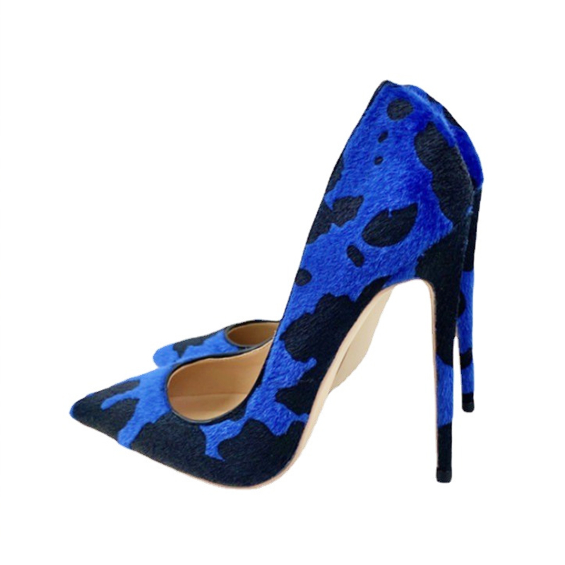 2024 New Quality Horse Hair High Heels Fashion Mixed Colors Autumn Office Party Shoes 12CM Women's Pointed Toe Pumps Size 34-43