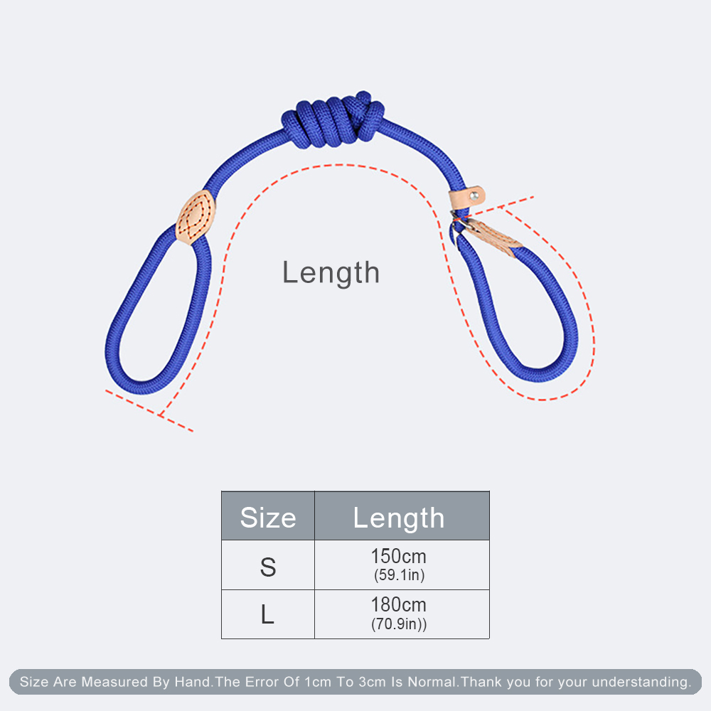 Dog Leash Slip Lead Snap Hook Rope Leash Strong Braided Dog Training Leash No Pull Training Lead Leashes for Medium & Small Dogs