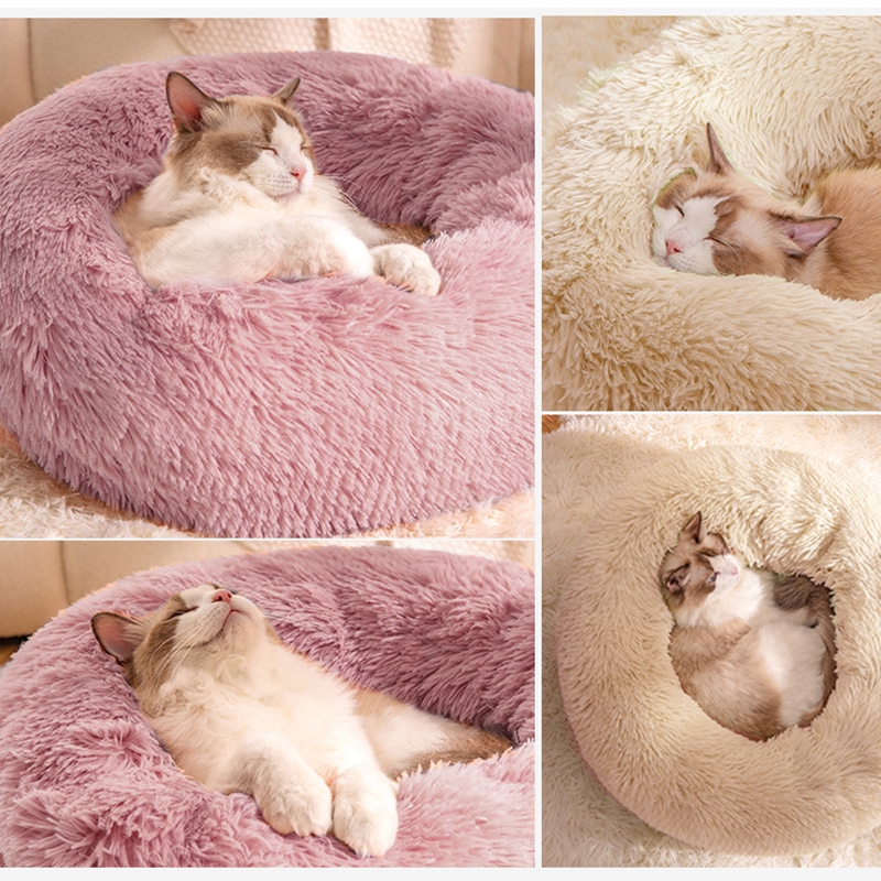 Soft Pet Bed for Small Dog Cat Plush Nest Cushion Donut Pet Mat Indoor Anti Slip Basket Sofa Dog Sleeping Kennel Pet Supplies