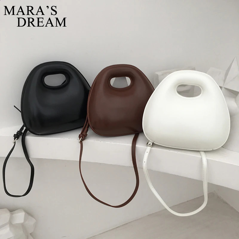 Maras Dream Fashion Womens Egg Bag Shell Shape Retro Round Womens Handbag Black Leather Bag Womens Handbag Cross Body 240912