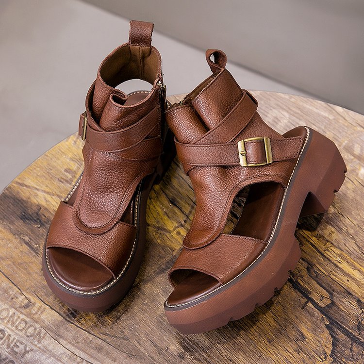 Black Platform Sandals Low-Heeled Shoes With Strap 2024 Women's Suit Female Beige Muffins shoe Open Toe Espadrilles Low-heeled F
