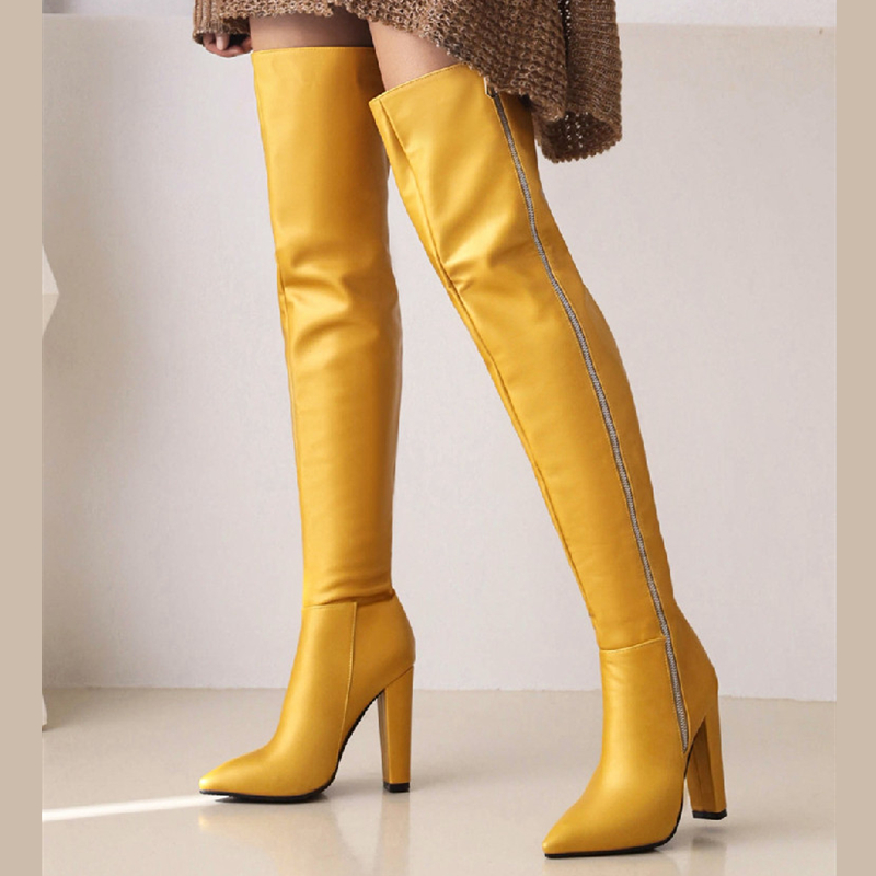 Over-the-knee Fashion Boots Women 2023 Point Thigh High Boot Sexy Sier Green Party Dance Shoes Lady Big Size 48 4808 08