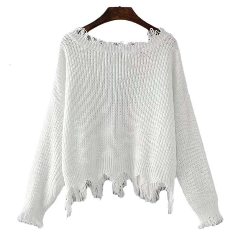Spring and Autumn Tassel Knitted Top New Lazy Style Interior Round Neck Loose Sweater Women's Wear