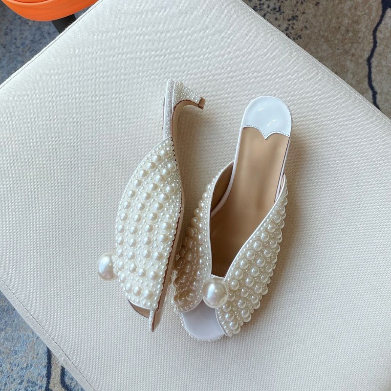Fish Sweet Mouth Outdoor Slippers Summer New Korean Style Princess Low Heel All Pearl Fashion Women's Sandals Size 42 33e9 ced5 d68e