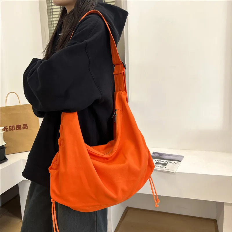 Splicing sewing thread cross body bag solid casual canvas high-quality womens garbage bag Pu womens handbag 240912