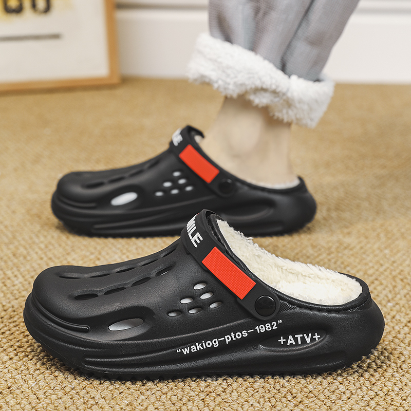 Fashion Winter Warm Men Cotton Slippers Sandals Plush Slippers Slides Outdoor Indoor Non-Slip Shoes Men Home Cotton Warm Shoes