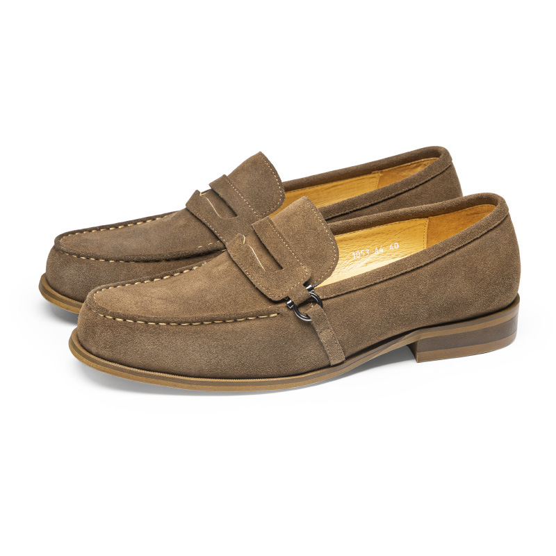Classic Italian Style Mens Suede Loafer Genuine Leather Handcrafted Slip-on Wedding Dress Shoes Party Formal Shoe For Men