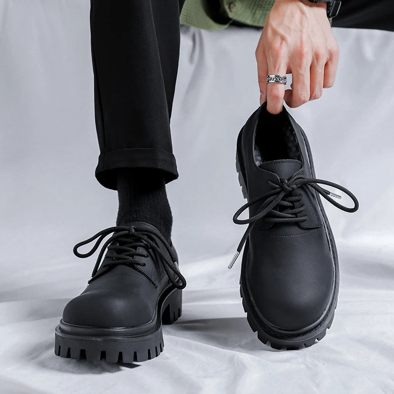Platform Mens Luxury Casual Genuine Leather High-quality Leisure Tooling Shoes Comfortable Inside Handmade Trend Fashion Shoes